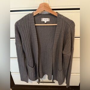 Pink Rose Charcoal Open-Front Cardigan